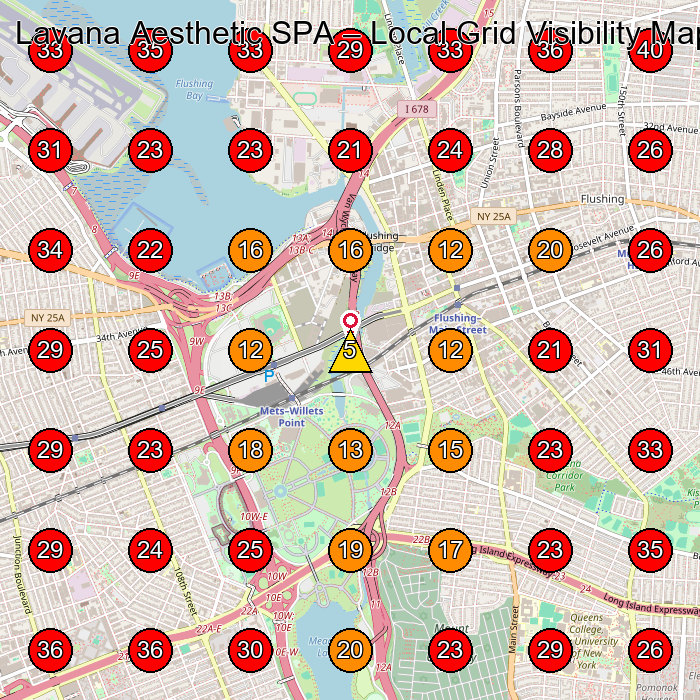 Lavana Aesthetic SPA GeoGrid visibility map for Spa Y Gimnasio in Astoria